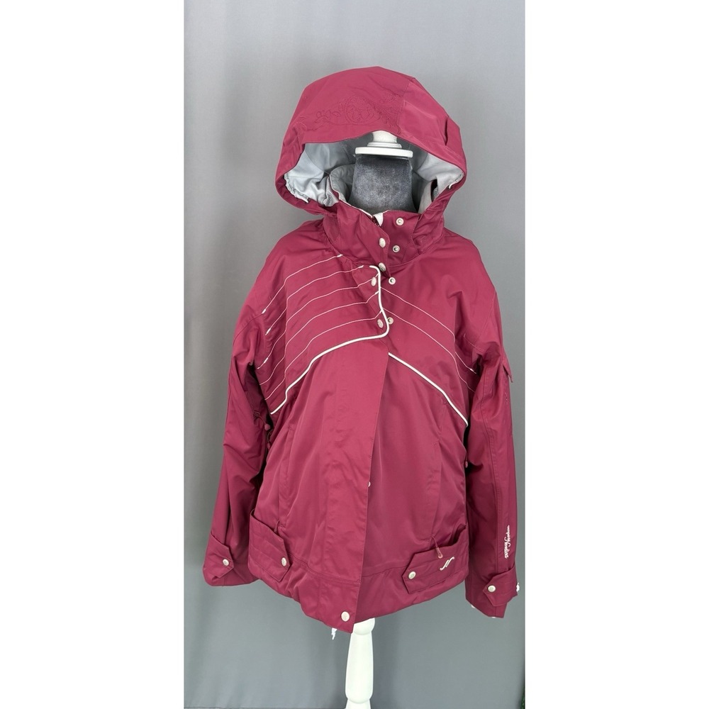 Vintage NORDICA Ski Jacket Women's Large Pink Floral Embroidered Y2K Gorpcore